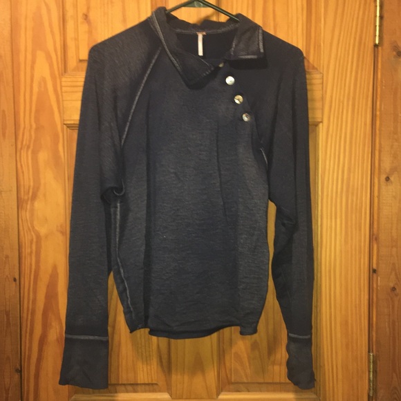 Free People Collared Button Pullover Sweatshirt - Picture 1 of 4